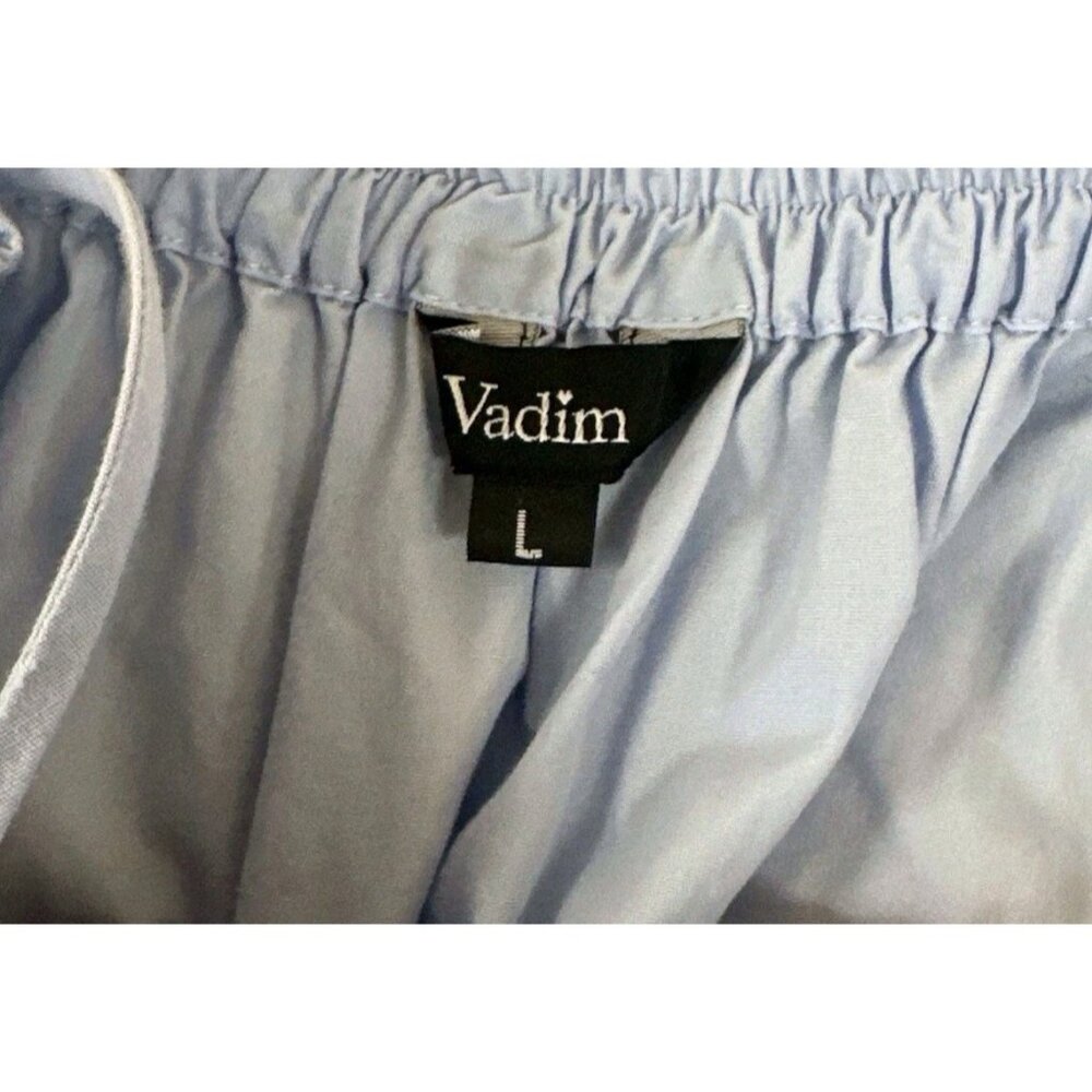 Vadim Womans‎ L Blue Floral Embroidered Off The Shoulder Dress Romantic Summer - Picture 10 of 10